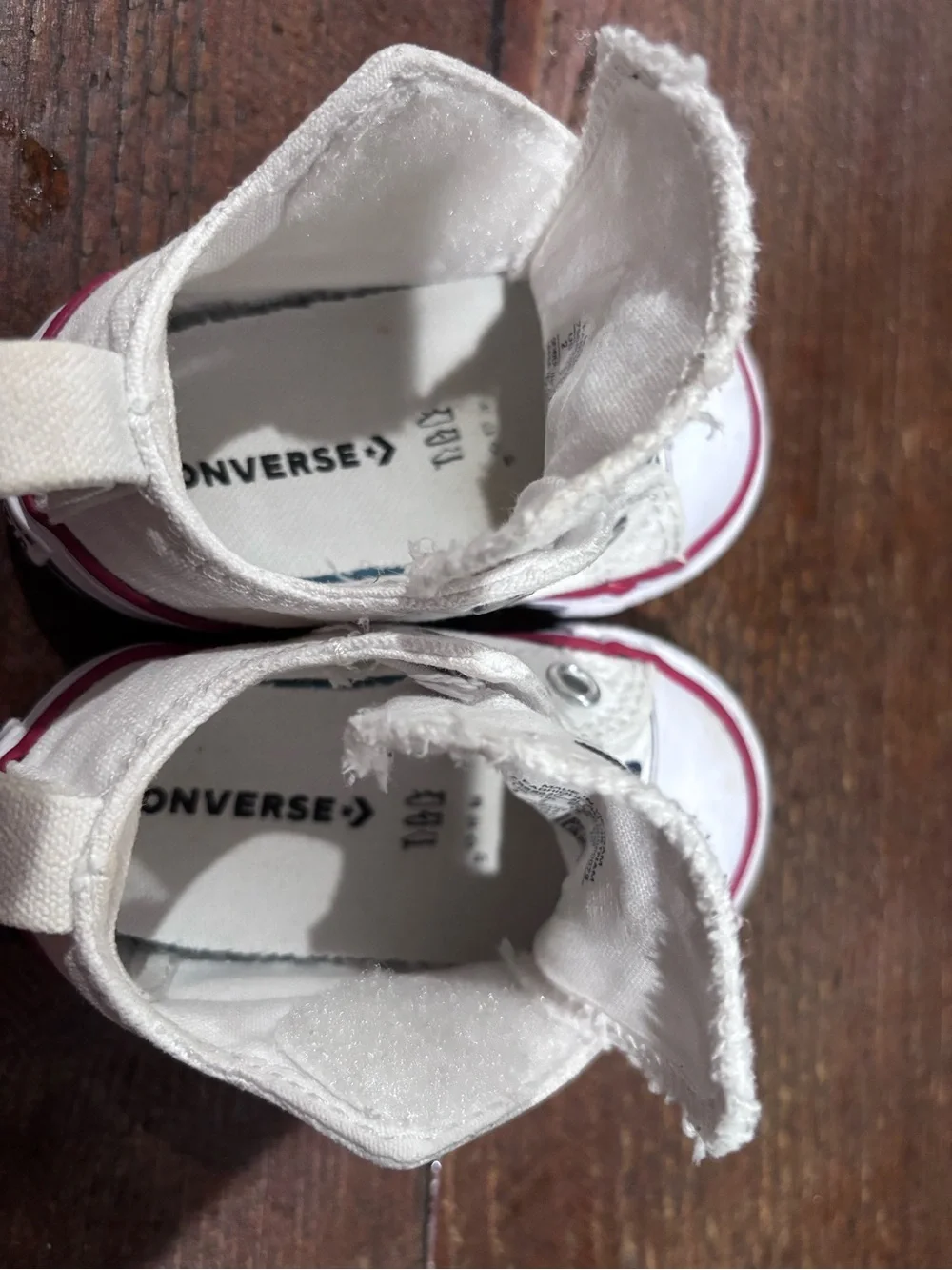 Baby Converse All Star White & Red Kids Canvas Sneakers, infant size 2